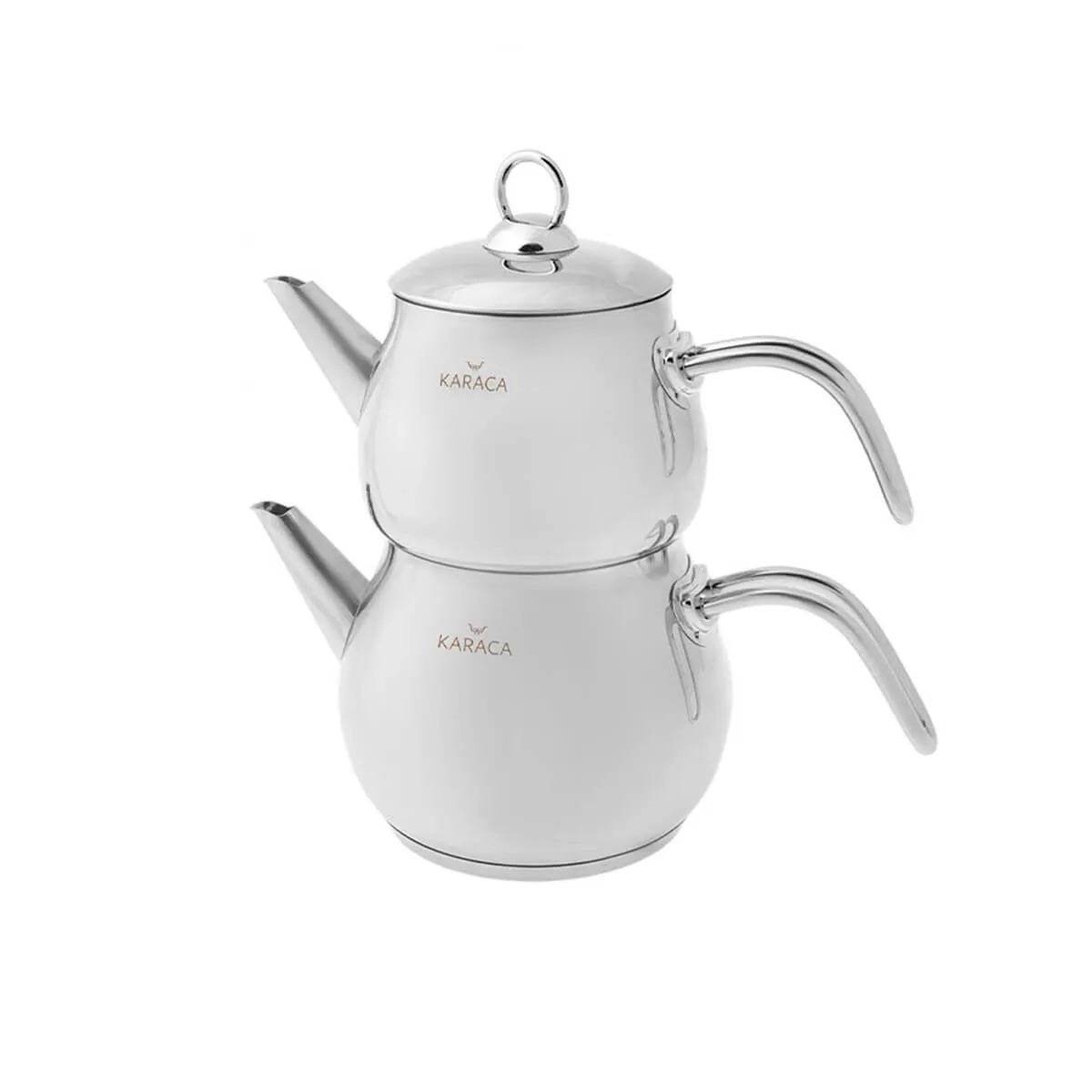 کتری و قوری استیل کاراجا مدل بلینای دسته استیل (Belinay)