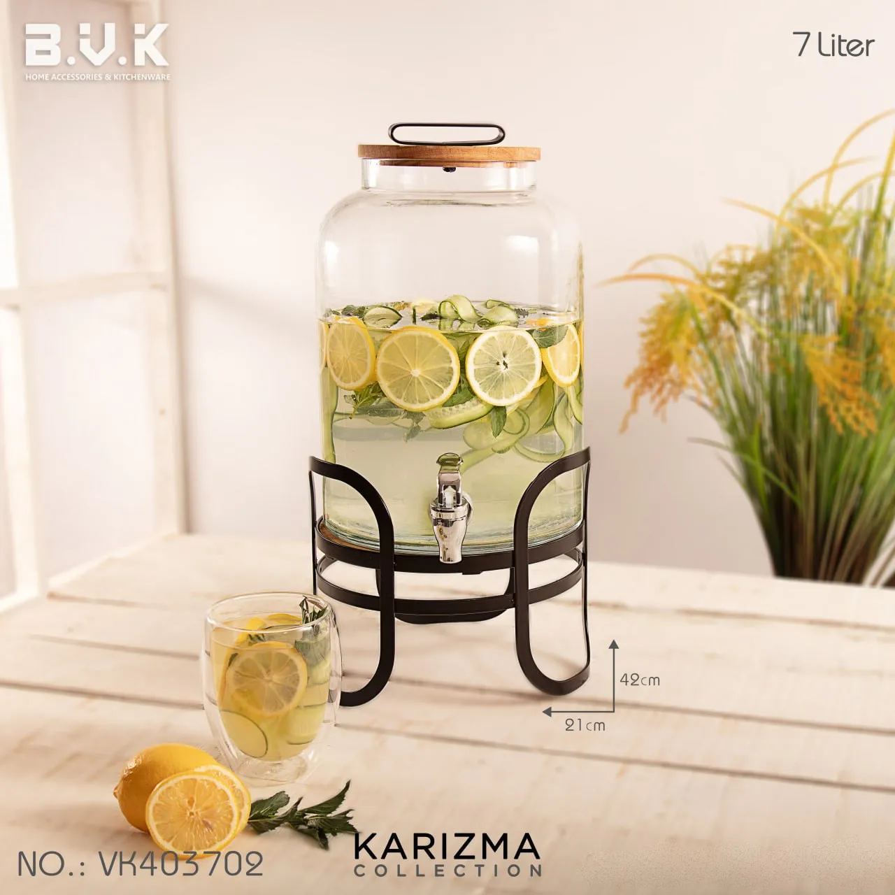 کلمن آب شیشه ای بی وی کی 7 لیتری مدل 403702